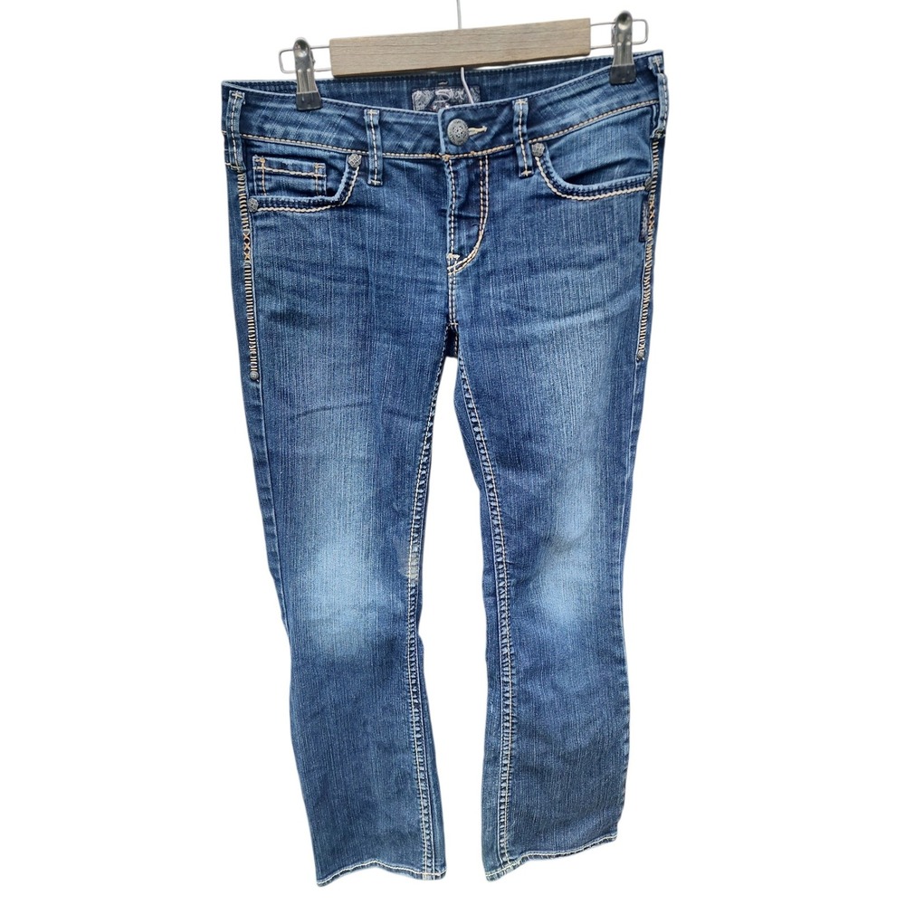 Silver Jeans Co Aiko Bootcut Blue Denim Jeans W29 L31 Medium Wash Contrast Stitc